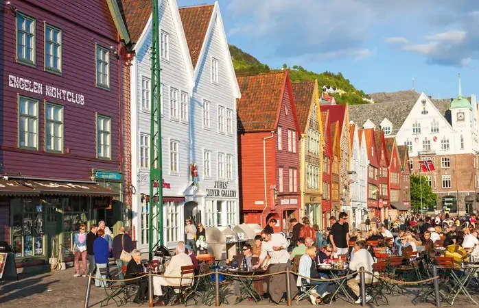 Restaurant at Bryggen in the city of Bergen, Norway