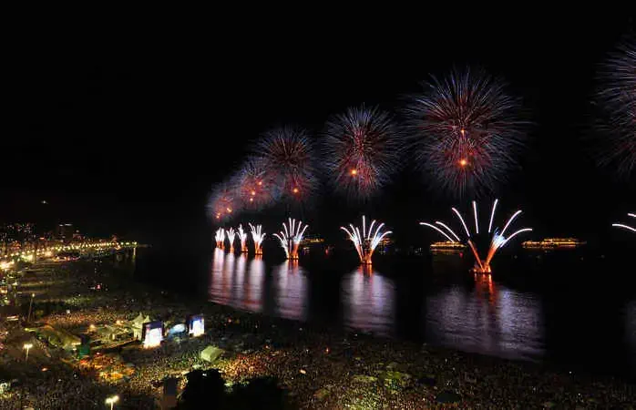 More than 2 million people attended 2013-2014 New Year´s Eve Party on Copacabana beach in Rio de Janeiro, Brazil. The party included amazing firework show that lasted 16 minutes and 3 stages with live music concert. The fireworks were set off from 11 barges positioned 300m from the beach.